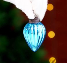 12 Pieces Modern Glass Sky Blue Christmas Ornaments For Tree Decoration