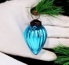 12 Pieces Modern Glass Sky Blue Christmas Ornaments For Tree Decoration