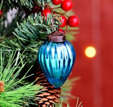 12 Pieces Modern Glass Sky Blue Christmas Ornaments For Tree Decoration