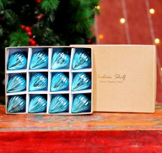 12 Pieces Modern Glass Sky Blue Christmas Ornaments For Tree Decoration
