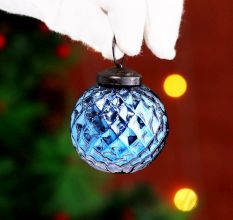 12 Pieces Blue Glass Ornaments - Christmas Tree Ornaments
