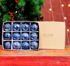 12 Pieces Blue Glass Ornaments - Christmas Tree Ornaments