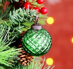 12 Pieces Decorative Green Glass Ornaments - Christmas Tree Ornaments