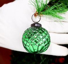 12 Pieces Decorative Green Glass Ornaments - Christmas Tree Ornaments