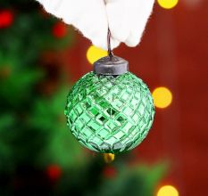 12 Pieces Decorative Green Glass Ornaments - Christmas Tree Ornaments