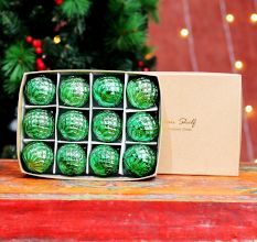 12 Pieces Decorative Green Glass Ornaments - Christmas Tree Ornaments