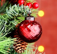 12 Pieces Decorative Red Glass Ornaments - Christmas Tree Ornaments