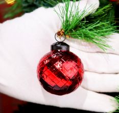 12 Pieces Decorative Red Glass Ornaments - Christmas Tree Ornaments