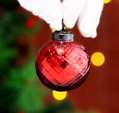 12 Pieces Decorative Red Glass Ornaments - Christmas Tree Ornaments