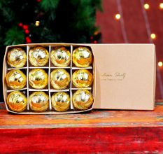 12 Pieces Modern Golden Coloured Christmas Ornaments