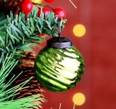 12 Pieces Decorative Lime Green Coloured Christmas Ornaments