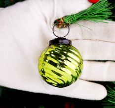 12 Pieces Decorative Lime Green Coloured Christmas Ornaments