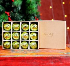12 Pieces Decorative Lime Green Coloured Christmas Ornaments