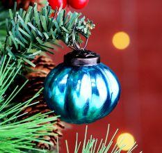 12 Pieces Sky Blue Coloured Glass Christmas Ornaments