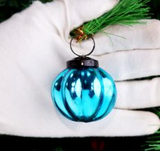 12 Pieces Sky Blue Coloured Glass Christmas Ornaments
