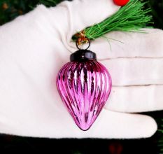12 Pieces Onion Pink Coloured Glass Christmas Ornaments