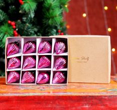 12 Pieces Onion Pink Coloured Glass Christmas Ornaments