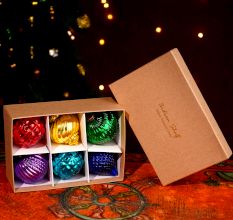 6 Pieces Modern Multicolor Coloured Glass Christmas Ornaments