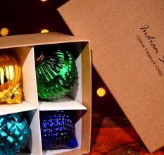 6 Pieces Modern Multicolor Coloured Glass Christmas Ornaments