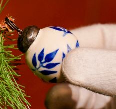 25 Pieces Modern Blue Round Tiny Ceramic Christmas Ornaments