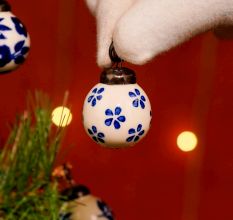 25 Pieces Modern Blue Round Tiny Ceramic Christmas Ornaments