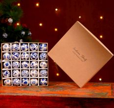 25 Pieces Modern Blue Round Tiny Ceramic Christmas Ornaments