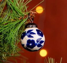 25 Pieces Modern Blue Round Tiny Ceramic Christmas Ornaments