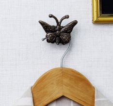 Antique Butterfly Metal Wall Hooks Pack of 3