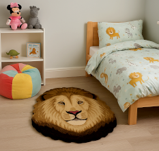 Handcrafted Woolen Lion Face Rug – Animal Design Floor Carpet