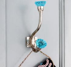 Royal Blue Modern Paneled Sides Glass Iron Wall Hook