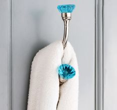 Royal Blue Modern Paneled Sides Glass Iron Wall Hook