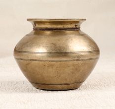 Gujarati Brown Finish Holy Water Pot Made of Finest Brass