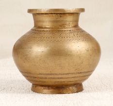 Sturdy Handmade Brass Water Pot with Engraving for Rituals