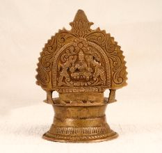 Indian Traditional Gajalaxmi Oil Lamp Made of Brass for Prayer