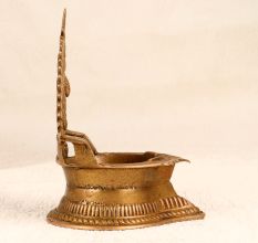 Indian Traditional Gajalaxmi Oil Lamp Made of Brass for Prayer