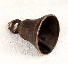 Vintage Brown Handcrafted Bell Metal Temple Bell for Decor