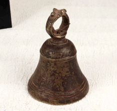 Vintage Brown Handcrafted Bell Metal Temple Bell for Decor
