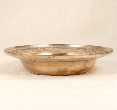 Beautiful Shiny Vintage Brass Plate with Engraving in Kashmiri Art