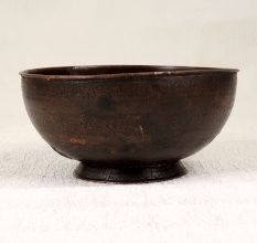 Brown Engraved Copper Bowl from Peshawar for Decoration