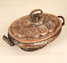 Vintage Copper Rice Bowl in Islamic Art for Home Decor