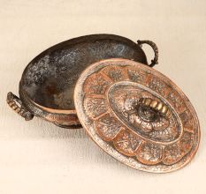 Vintage Copper Rice Bowl in Islamic Art for Home Decor