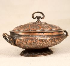 Vintage Copper Rice Bowl in Islamic Art for Home Decor
