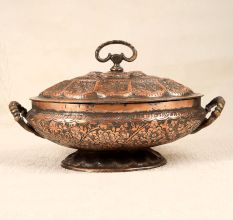 Vintage Copper Rice Bowl in Islamic Art for Home Decor