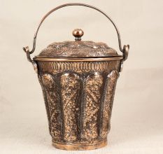 Islamic Art Small Copper Bucket from Hyderabad for Decoration