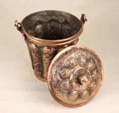 Islamic Art Small Copper Bucket from Hyderabad for Decoration