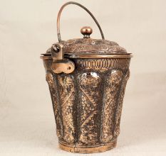 Islamic Art Small Copper Bucket from Hyderabad for Decoration