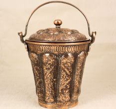 Islamic Art Small Copper Bucket from Hyderabad for Decoration