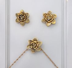 Modern Golden Rose Flower Aluminium Wall Hooks-3 Pieces