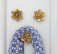Modern Golden Rose Flower Aluminium Wall Hooks-3 Pieces
