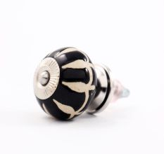 Black Floral Ceramic Cabinet Knob